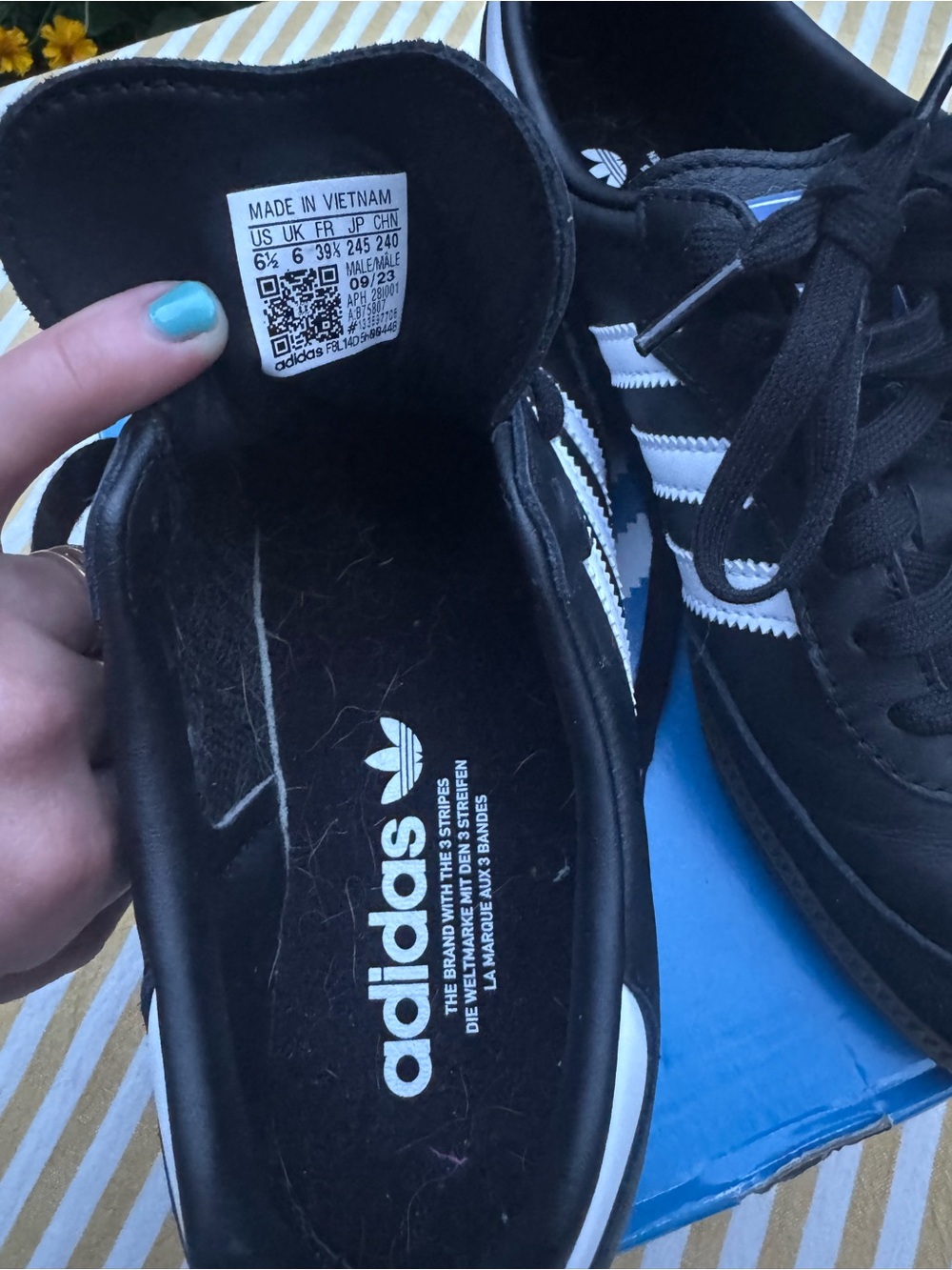 adidas Samba OG Black with White Stripes and Gum Sole - Picture 6 of 6